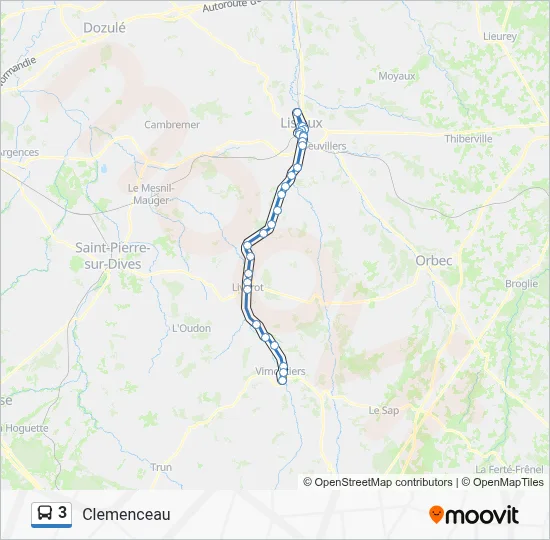 Plan de la ligne 3 de bus