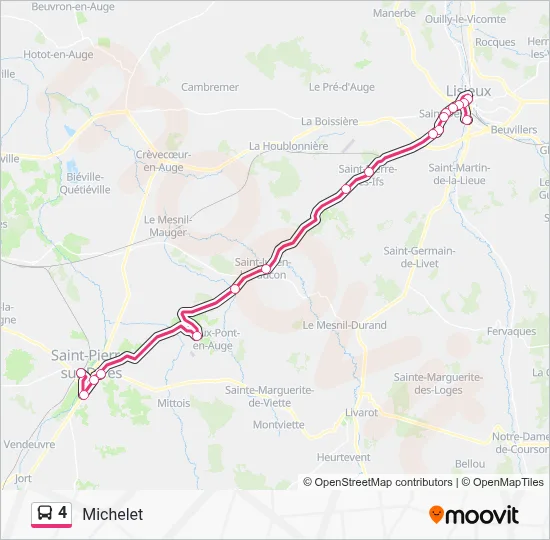 Plan de la ligne 4 de bus