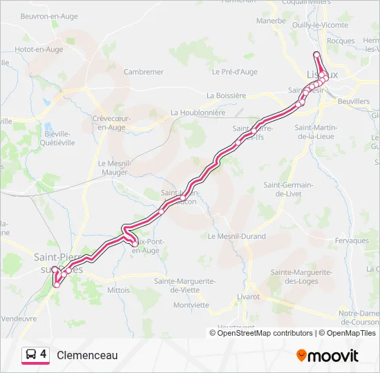 Plan de la ligne 4 de bus