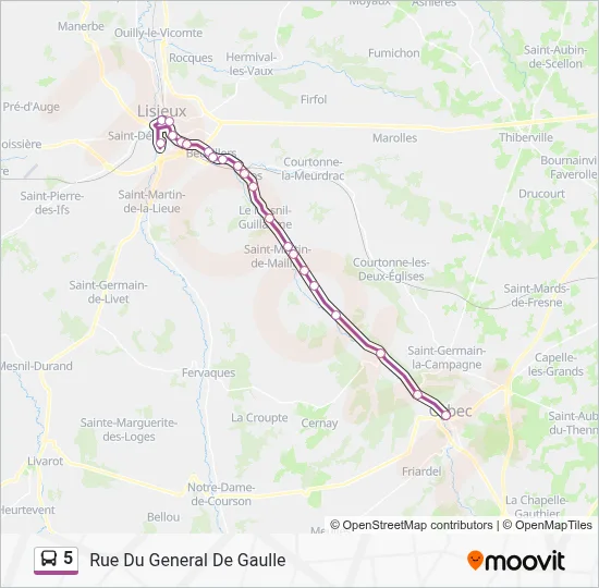Plan de la ligne 5 de bus