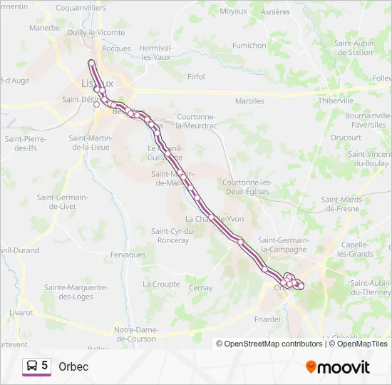Plan de la ligne 5 de bus