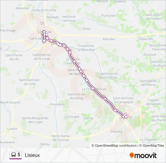 Plan de la ligne 5 de bus