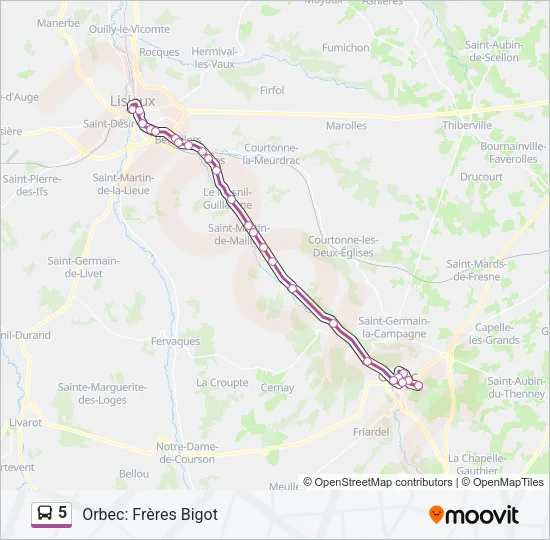5 Bus Line Map