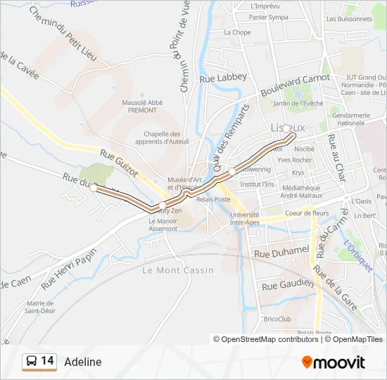 Plan de la ligne 14 de bus