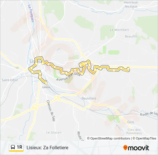 1R Bus Line Map