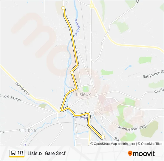 1R Bus Line Map
