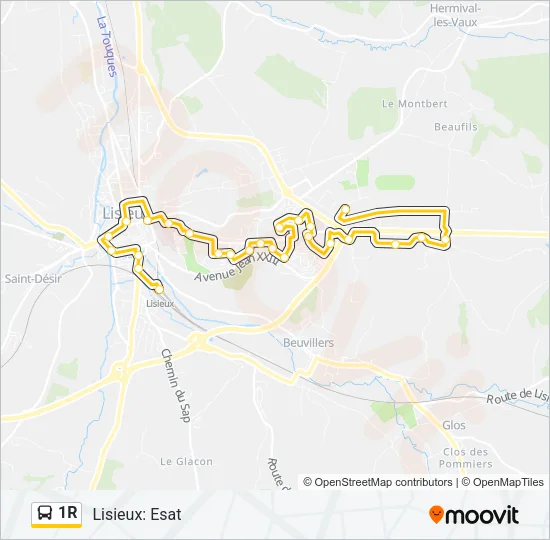 1R Bus Line Map