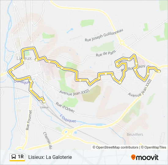 1R Bus Line Map