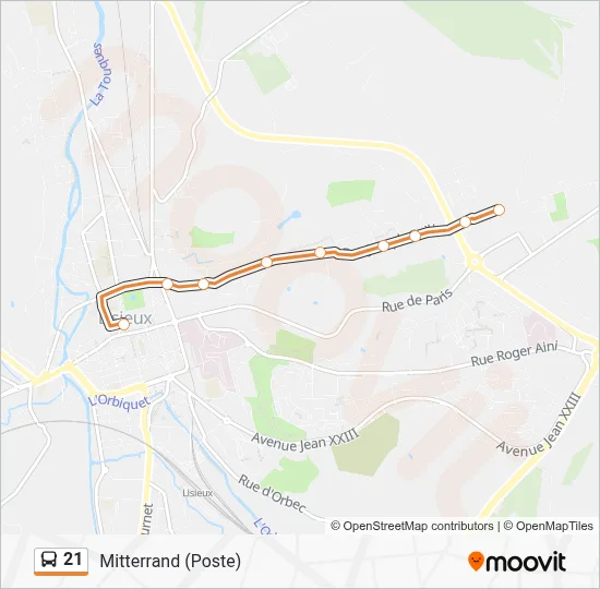 Plan de la ligne 21 de bus
