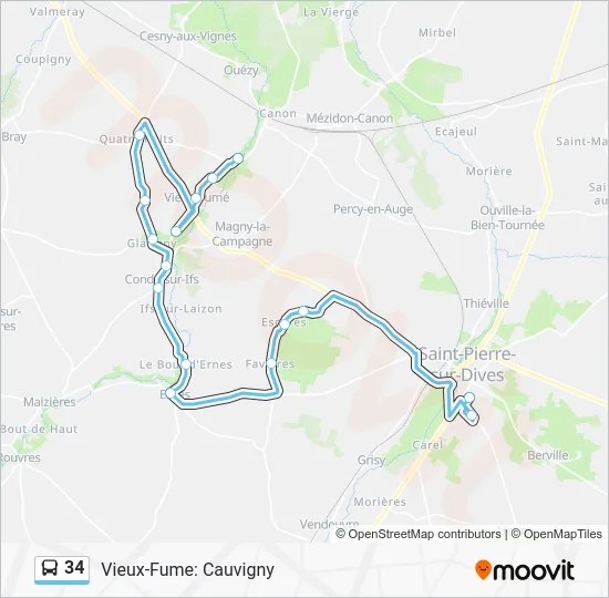 Plan de la ligne 34 de bus