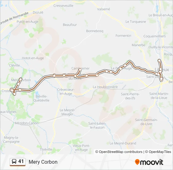 Plan de la ligne 41 de bus