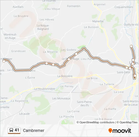 Plan de la ligne 41 de bus