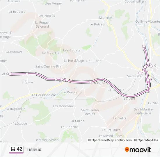 Plan de la ligne 42 de bus