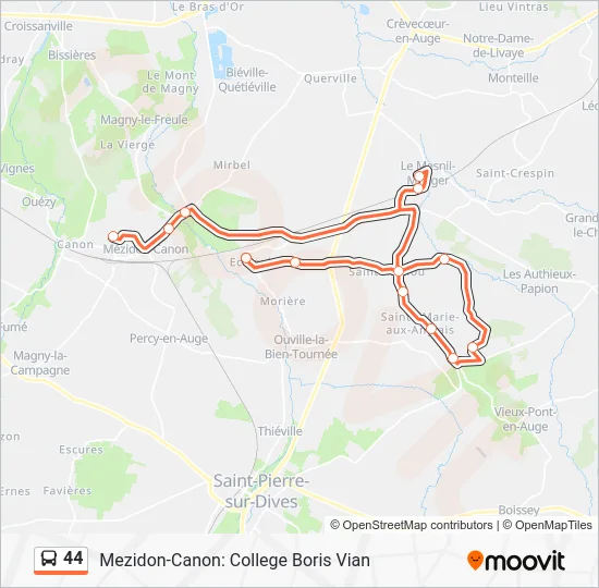 Plan de la ligne 44 de bus