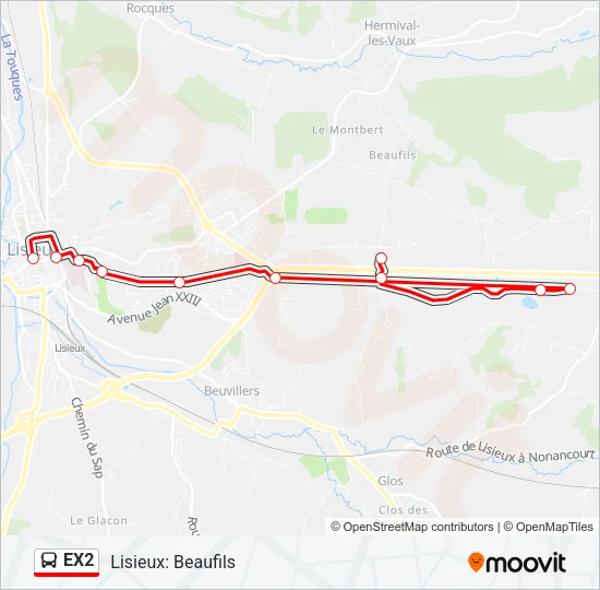 EX2 Bus Line Map