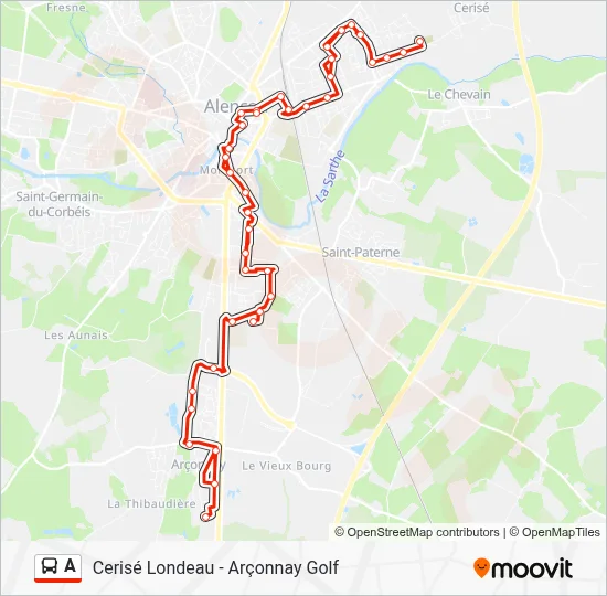Mapa de A de autobús