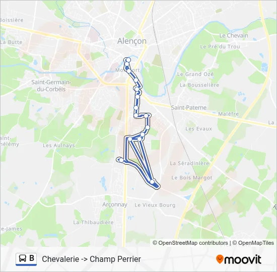 B Bus Line Map