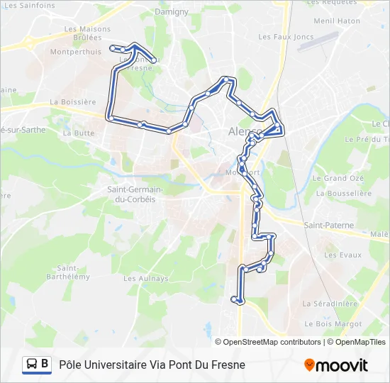 B Bus Line Map