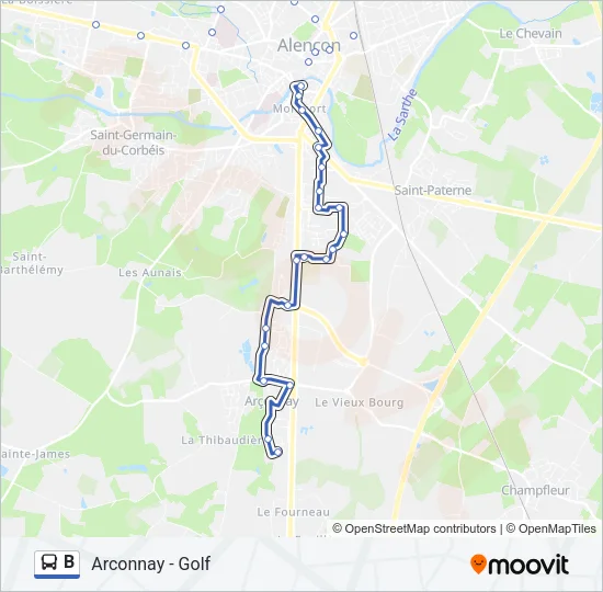 B Bus Line Map