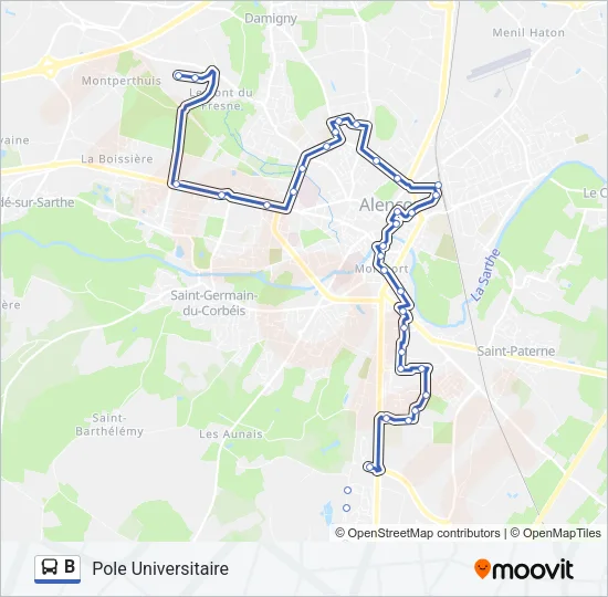 B Bus Line Map