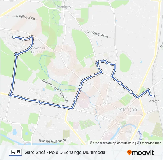 B Bus Line Map