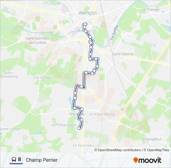 B Bus Line Map