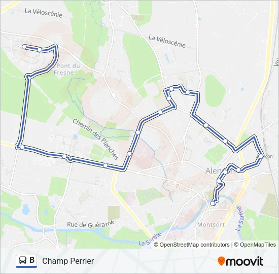 B Bus Line Map