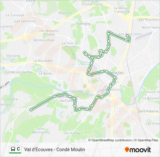 Plan de la ligne C de bus