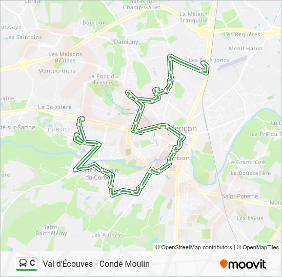 Plan de la ligne C de bus