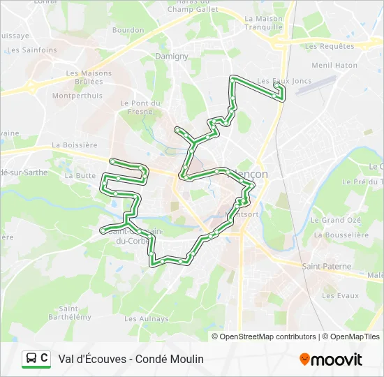 Plan de la ligne C de bus