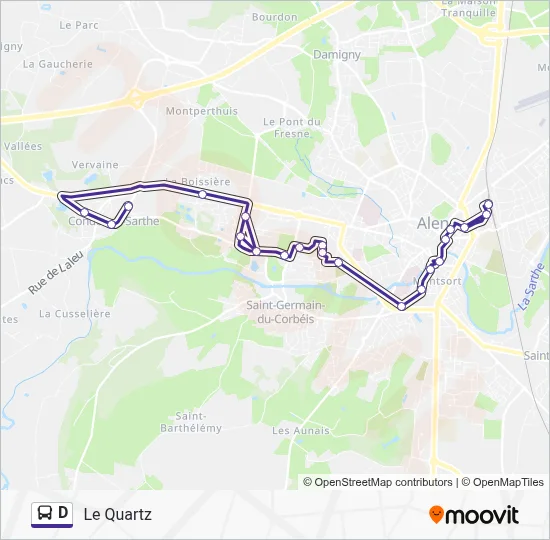 Plan de la ligne D de bus