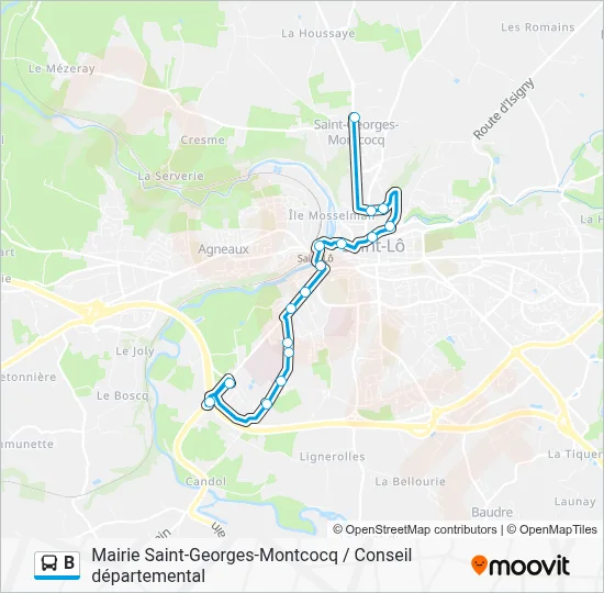 B Bus Line Map