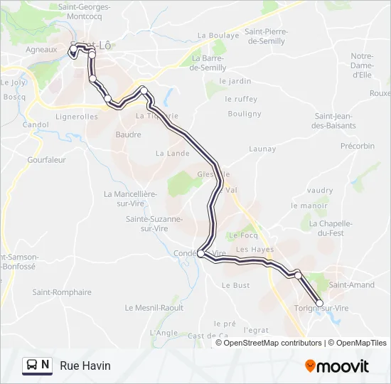 N Bus Line Map