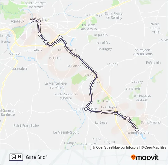 N Bus Line Map