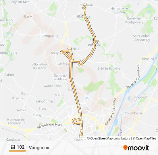 Plan de la ligne 102 de bus