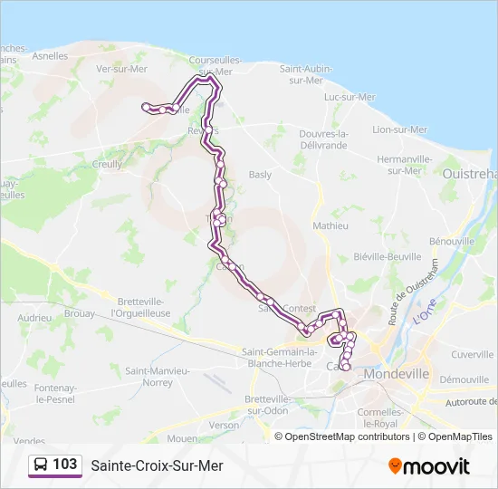 Plan de la ligne 103 de bus