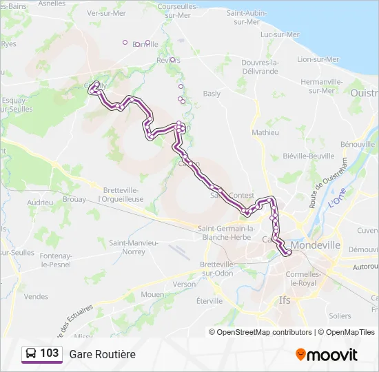 Plan de la ligne 103 de bus