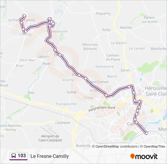 Mapa de 103 de autobús