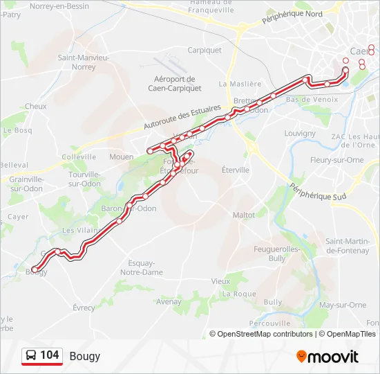Plan de la ligne 104 de bus