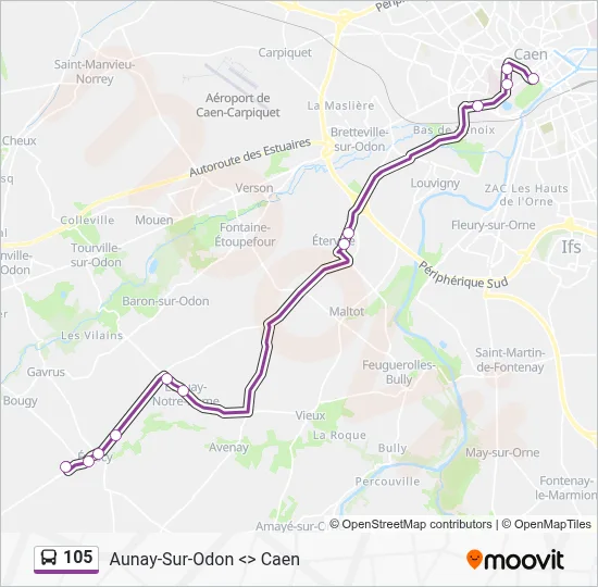Plan de la ligne 105 de bus