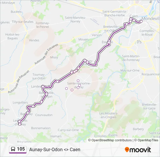 Plan de la ligne 105 de bus