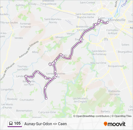Plan de la ligne 105 de bus