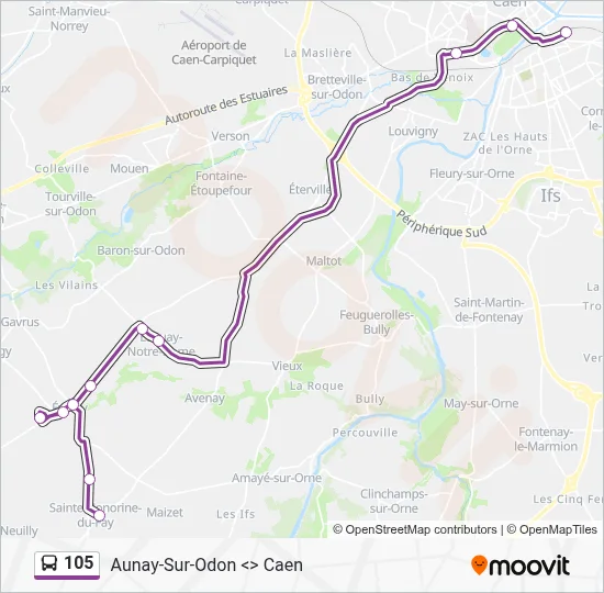 Mapa de 105 de autobús