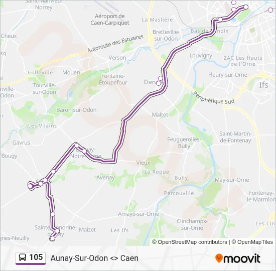 Plan de la ligne 105 de bus