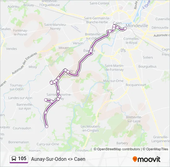 Mapa de 105 de autobús