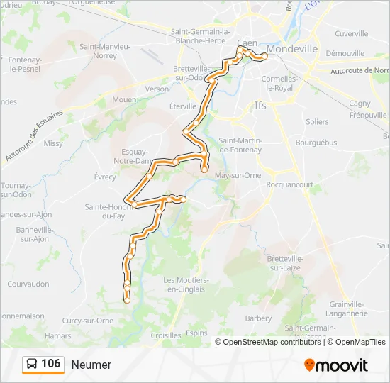 Mapa de 106 de autobús