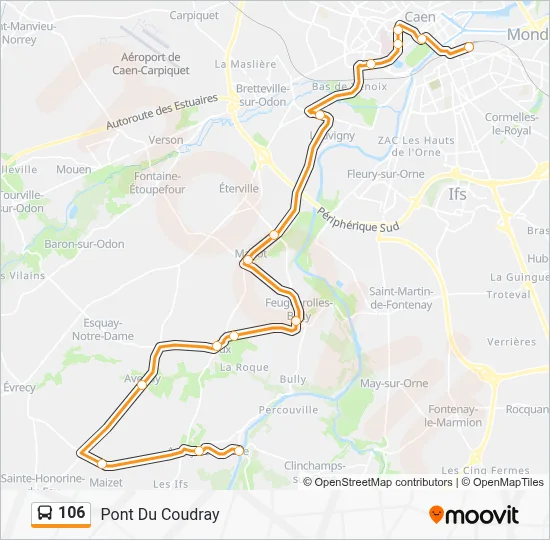 Plan de la ligne 106 de bus