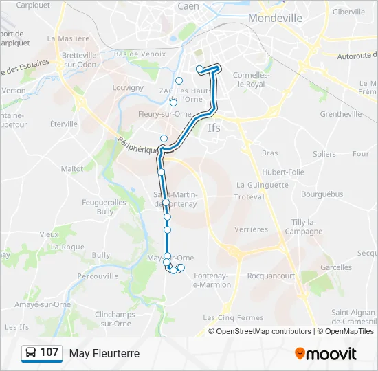 Plan de la ligne 107 de bus
