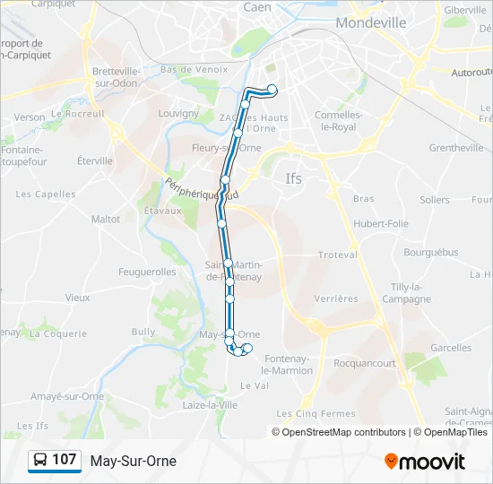 107 Bus Line Map