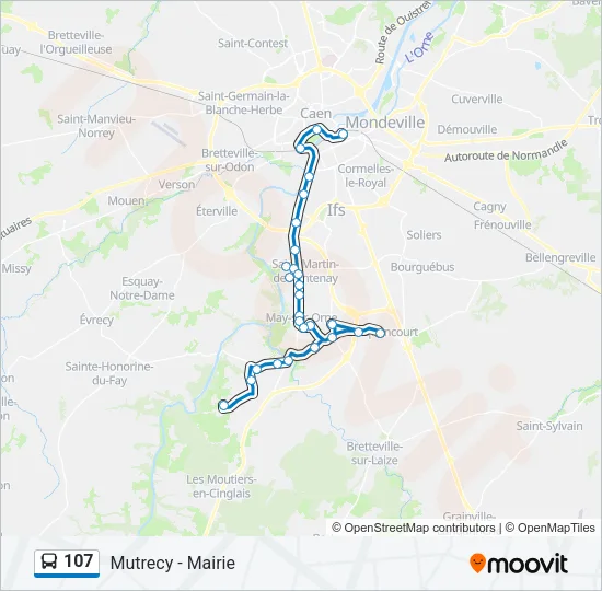 107 Bus Line Map